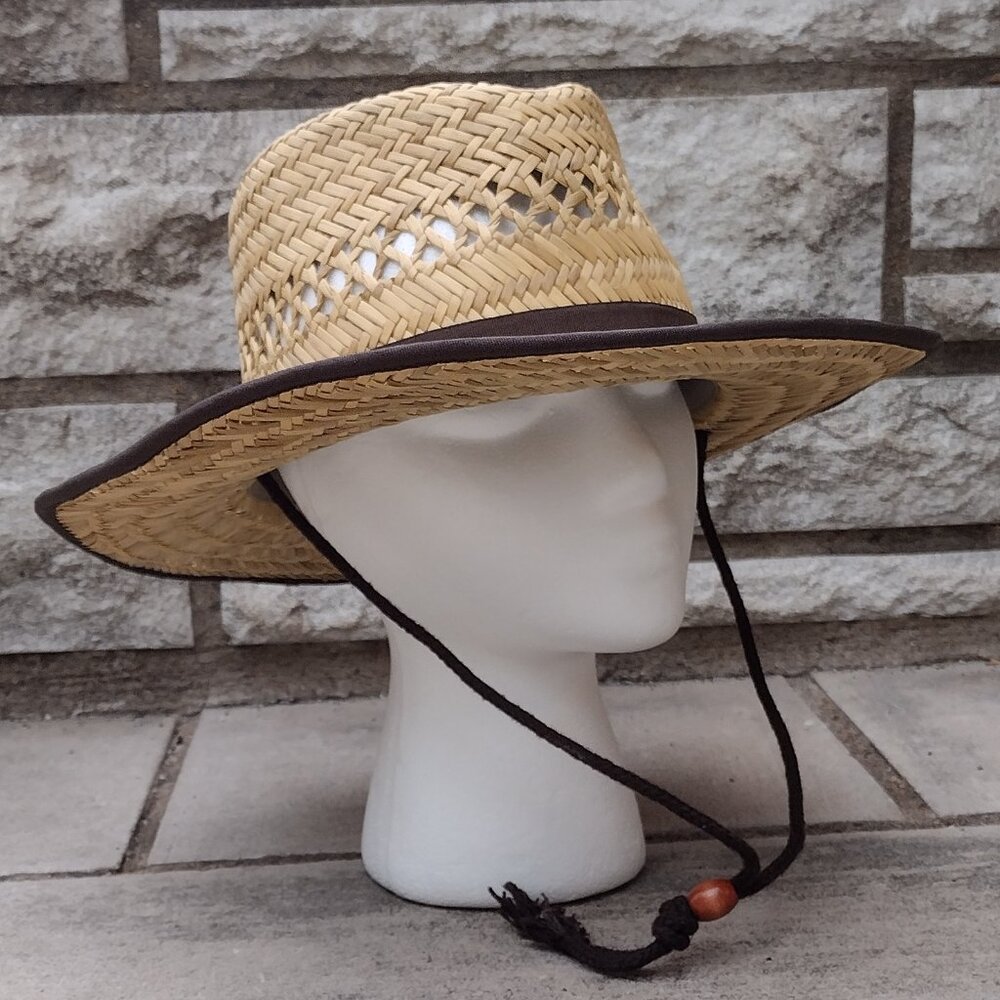 Panama Hat, Size Medium, Brown Trim and Adjustable Neck String
